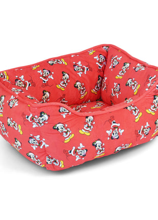 Cuddler Pet Bed - Holiday Santa Mickey and Minnie Poses Scattered Red