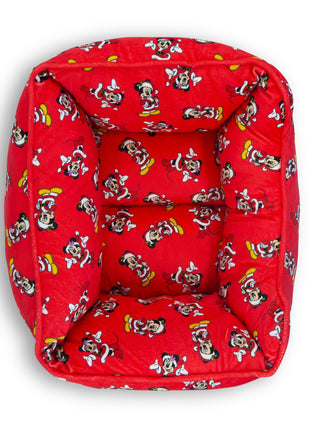 Cuddler Pet Bed - Holiday Santa Mickey and Minnie Poses Scattered Red
