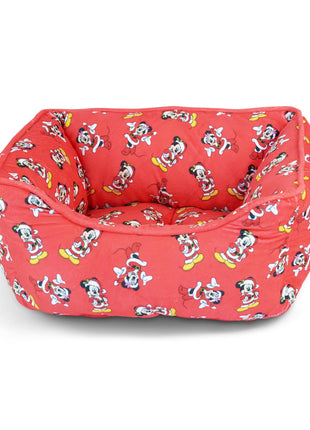 Cuddler Pet Bed - Holiday Santa Mickey and Minnie Poses Scattered Red