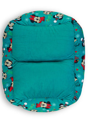 Cuddler Pet Bed - Holiday Mickey and Minnie Expressions Scattered Green