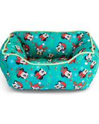 Cuddler Pet Bed - Holiday Mickey and Minnie Expressions Scattered Green