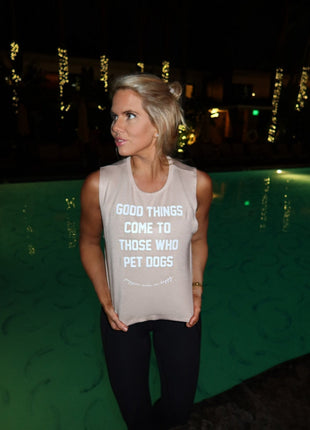 Good Things Come To Those Who Pet Dogs Crop Tank | Soft Made in USA Dog Mom Gift