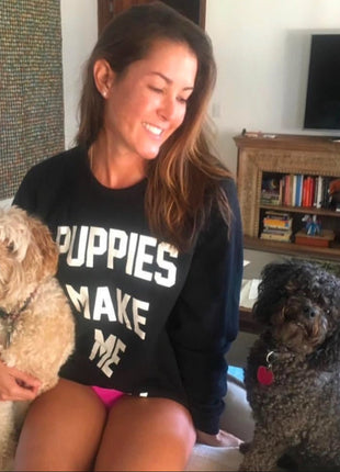 Puppies Make Me Happy Crewneck Sweatshirt | Dog Lover Gift | Soft Unisex | Printed in USA