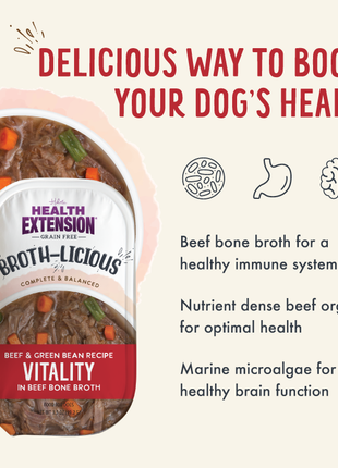 Broth-Licious Beef & Green Bean in Bone Broth -Vitality Recipe for Adult Dogs