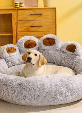 Big Paw Plush Pet Sofa Bed – Washable Dog & Cat Bed with Calming Raised Edges (Small to XL)