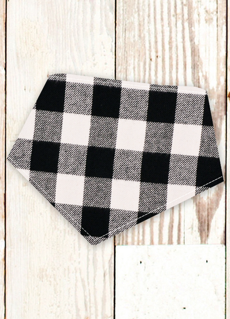 "Black Buffalo Plaid FLANNEL" Dog Bandana