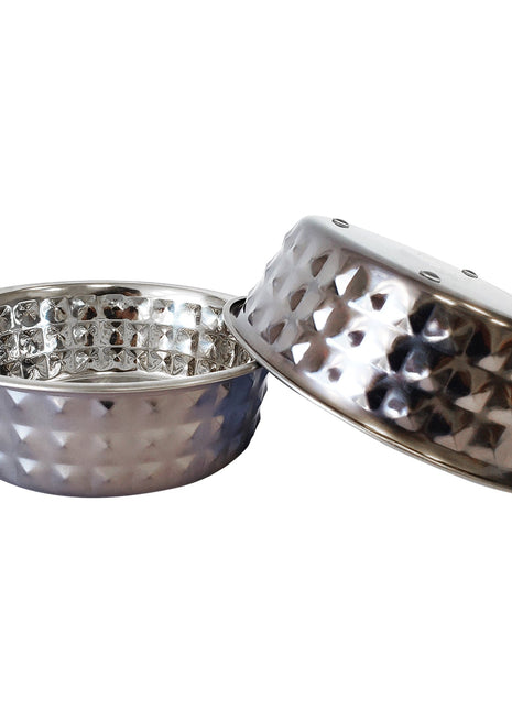 Country Living Set of 2 Hammered Stainless Steel Dog Bowls – Black Pearl