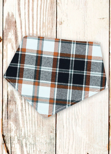 "Black/Rust Plaid FLANNEL" Dog Bandana