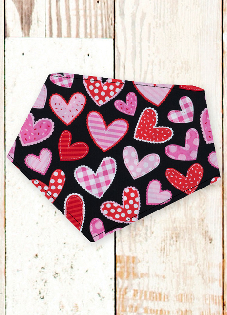 "Black V-Day Hearts" Dog Bandana