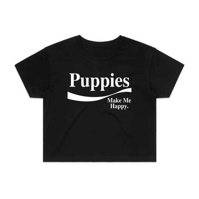 Enjoy Puppies Make Me Happy Crop Top | Gift for Dog Lovers