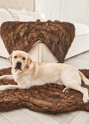 PupRug by Paw.com® Faux Fur Orthopedic Dog Bed - Curve Brown