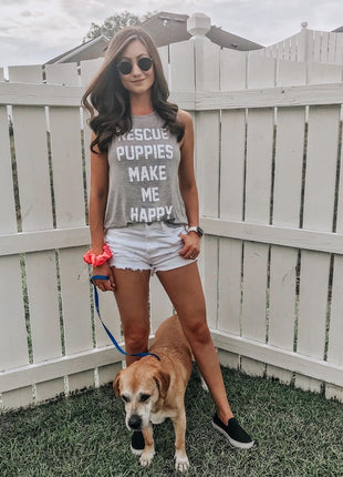 Rescue Puppies Make Me Happy Tank | Gift for Dog Moms
