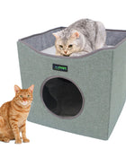 GOOPAWS Foldable Cat Condo, Cat Cube House & Sleeper Bed Cave, Green - Pup List