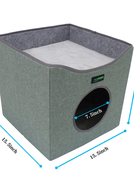 GOOPAWS Foldable Cat Condo, Cat Cube House & Sleeper Bed Cave, Green - Pup List
