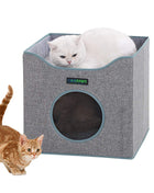 GOOPAWS Foldable Cat Condo, Cat Cube House & Sleeper Bed, Smoke Grey - Pup List