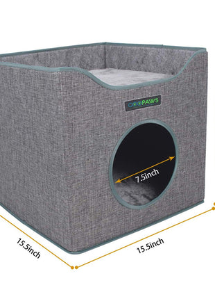GOOPAWS Foldable Cat Condo, Cat Cube House & Sleeper Bed, Smoke Grey - Pup List