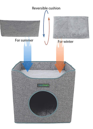 GOOPAWS Foldable Cat Condo, Cat Cube House & Sleeper Bed, Smoke Grey - Pup List