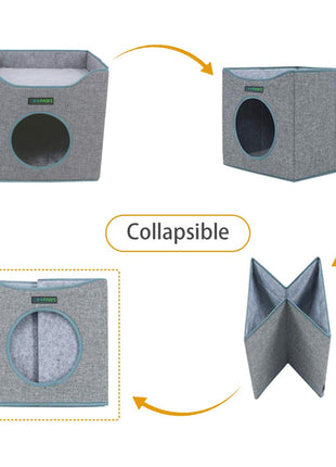 GOOPAWS Foldable Cat Condo, Cat Cube House & Sleeper Bed, Smoke Grey - Pup List