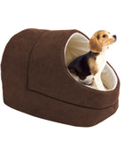 GOOPAWS Cave Covered for Small Dog & Cat Warming Burrow, Brown - Pup List