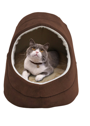 GOOPAWS Cave Covered for Small Dog & Cat Warming Burrow, Brown - Pup List