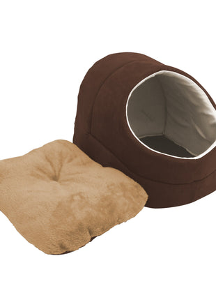 GOOPAWS Cave Covered for Small Dog & Cat Warming Burrow, Brown - Pup List