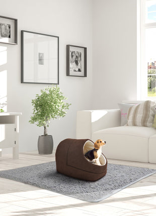 GOOPAWS Cave Covered for Small Dog & Cat Warming Burrow, Brown - Pup List