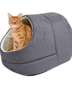 GOOPAWS Cave Covered for Small Dog & Cat Warming Burrow Bed, Gray - Pup List
