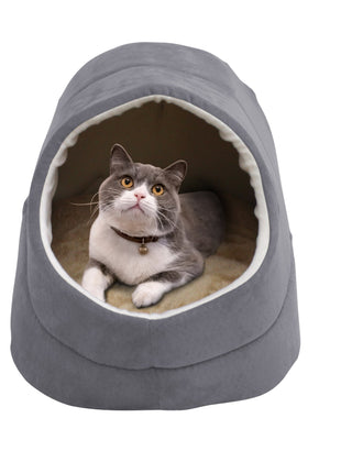 GOOPAWS Cave Covered for Small Dog & Cat Warming Burrow Bed, Gray - Pup List