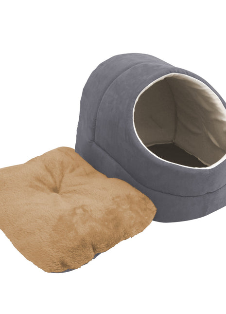 GOOPAWS Cave Covered for Small Dog & Cat Warming Burrow Bed, Gray - Pup List
