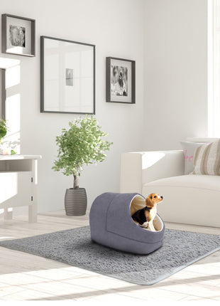 GOOPAWS Cave Covered for Small Dog & Cat Warming Burrow Bed, Gray - Pup List
