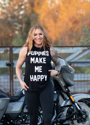 Puppies Make Me Happy |  Women's Sleeveless Tank | Made in USA