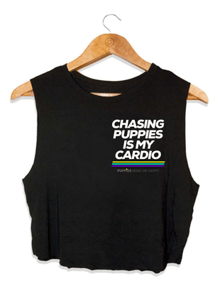 Chasing Puppies is My Cardio Crop Tank | Gift for Dog Moms