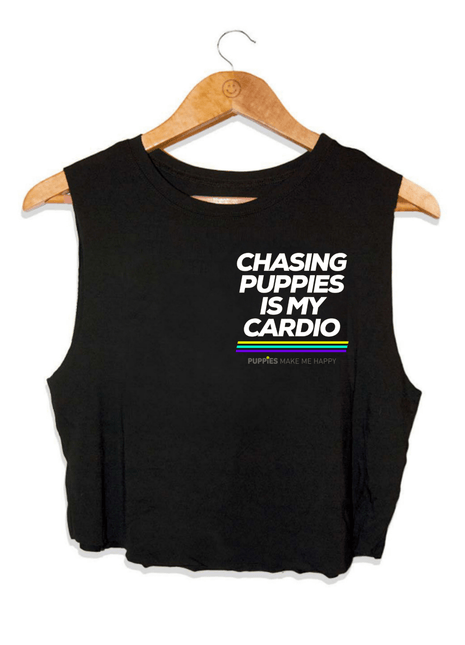Chasing Puppies is My Cardio Crop Tank | Gift for Dog Moms