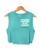 Chasing Puppies is My Cardio Crop Tank | Gift for Dog Moms | Made in USA