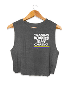 Chasing Puppies is My Cardio Crop Tank | Gift for Dog Moms | Made in USA