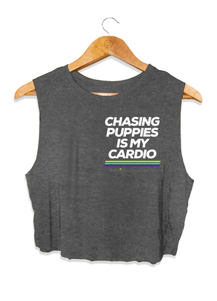 Chasing Puppies is My Cardio Crop Tank | Gift for Dog Moms