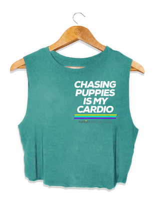 Chasing Puppies is My Cardio Crop Tank | Gift for Dog Moms | Made in USA