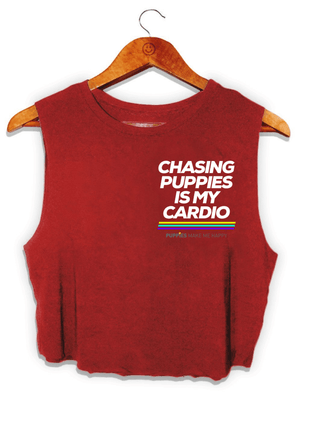 Chasing Puppies is My Cardio Crop Tank | Gift for Dog Moms | Made in USA