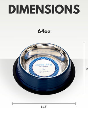 Country Living Set of 2 Ribbed Non-Slip Pet Bowls – Poseidon Blue