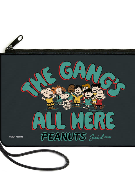 Canvas Zipper Wallet - LARGE - Peanuts Gang THE GANG'S ALL HERE Group Pose Black/Blue