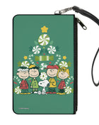 Canvas Zipper Wallet - LARGE - Peanuts Holiday Christmas Tree Group Pose Greens