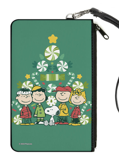 Canvas Zipper Wallet - LARGE - Peanuts Holiday Christmas Tree Group Pose Greens