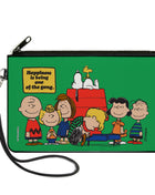 Canvas Zipper Wallet - LARGE - Peanuts Gang HAPINESS IS BEING ONE OF THE GANG Group Pose Green