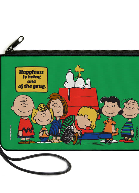 Canvas Zipper Wallet - LARGE - Peanuts Gang HAPINESS IS BEING ONE OF THE GANG Group Pose Green