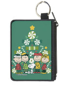 Canvas Zipper Wallet - MINI X-SMALL - Peanuts Holiday Christmas Tree Group Pose Greens