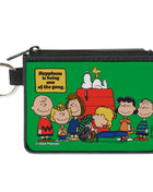 Canvas Zipper Wallet - MINI X-SMALL - Peanuts Gang HAPINESS IS BEING ONE OF THE GANG Group Pose Green