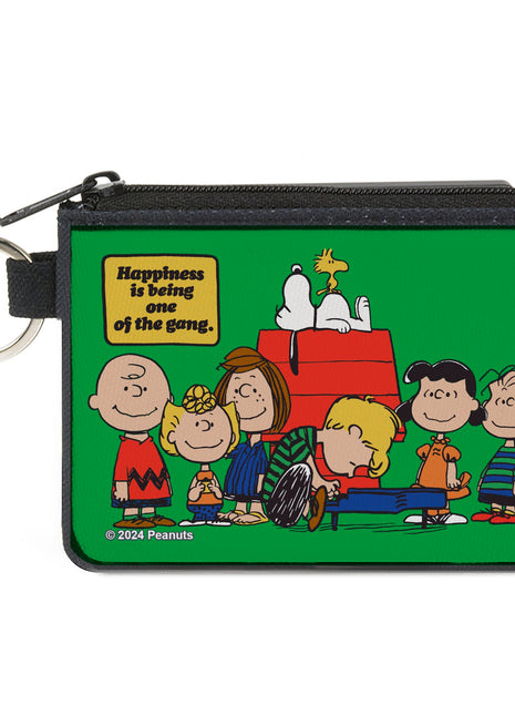 Canvas Zipper Wallet - MINI X-SMALL - Peanuts Gang HAPINESS IS BEING ONE OF THE GANG Group Pose Green