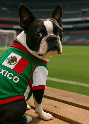 Parisian Pet 'Team Mexico' Dog & Cat T-Shirt – Patriotic Dog Shirt, Perfect for Soccer Fans – Red, White, Green