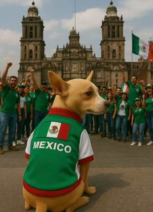 Parisian Pet 'Team Mexico' Dog & Cat T-Shirt – Patriotic Dog Shirt, Perfect for Soccer Fans – Red, White, Green