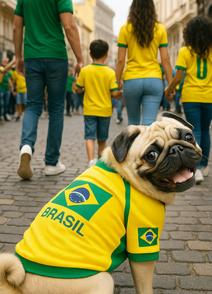 Parisian Pet 'Team Brazil' Dog & Cat Shirt – Embroidered Soccer Jersey, Comfortable & Stylish – Yellow Green